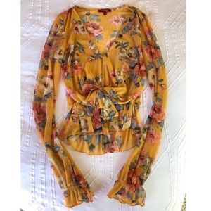 Long Sleeve Floral Print Guess Top